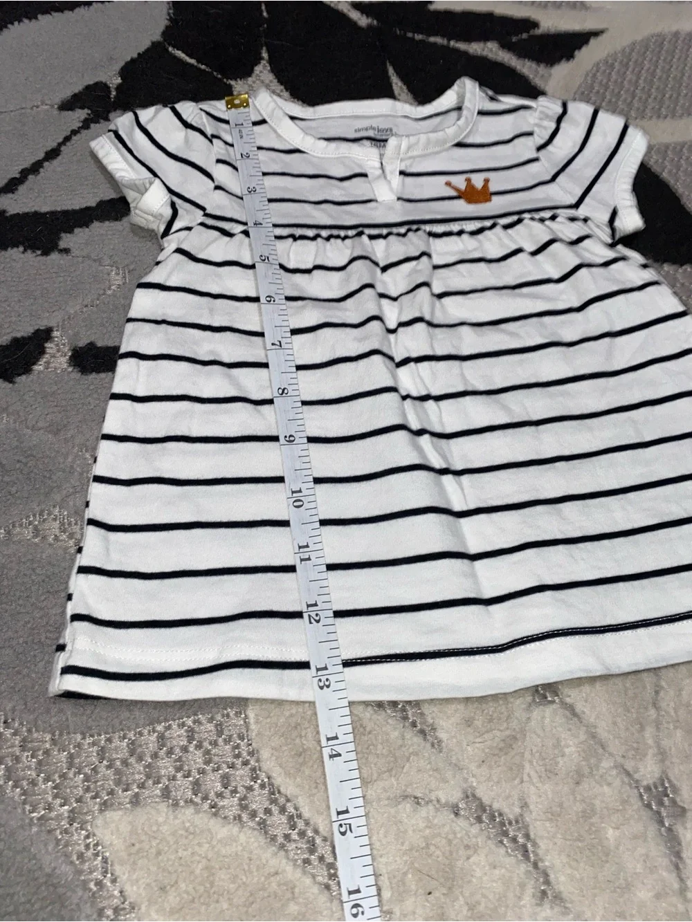 Carter’s Simple Joys Baby Girl 18 Months White Tee w/ Black Stripes